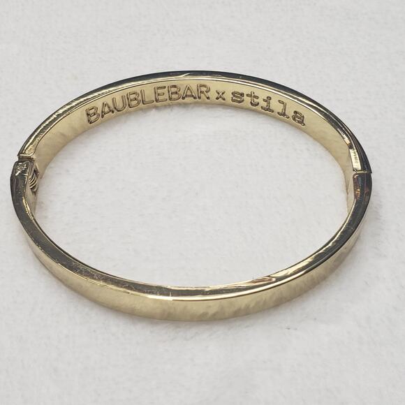 Baubler & Stila Gold Tone Bangle Bracelet Magnetic Clip Closure Fashion Jewelry - Picture 1 of 6